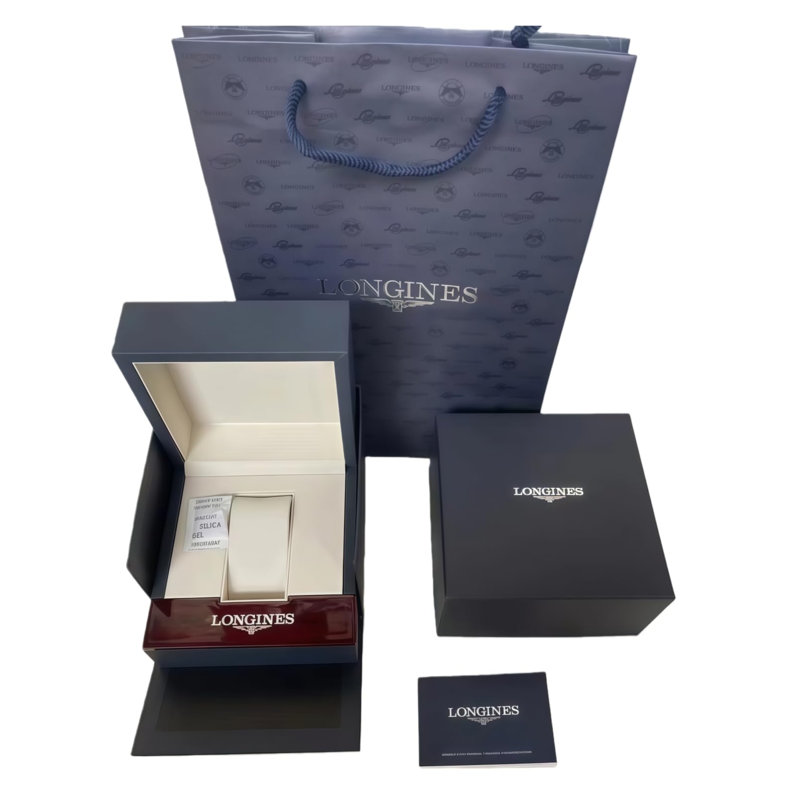 Ensemble Coffret Cadeau Montre Homme Emballage Complet Sac Transport Carton Extérieur Bois Bleu pour Longines PrimaLuna