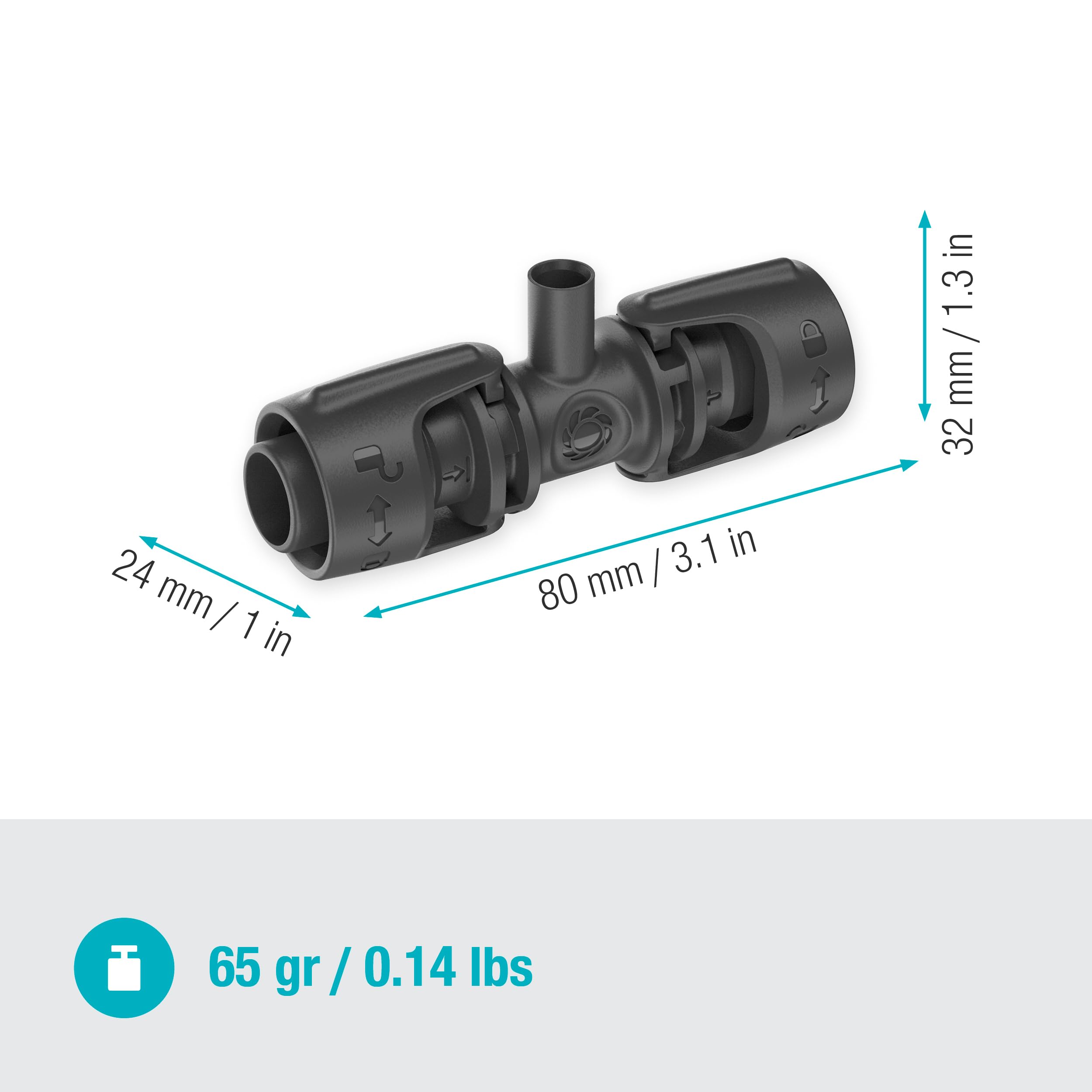 Gardena Micro-Drip-System Raccordo a T per microspruzzi: per collegare tubi da 13 mm e microspruzzo, irrigazione piante automatica, tecnica di collegamento Quick & Easy, riutilizzabile (13206-20)