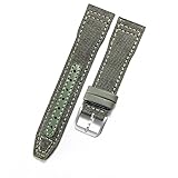 Correa de reloj híbrida de lona gruesa y piel auténtica con hebilla de espiga, compatible con la serie IWC Pilot/Mark XVIII/Spitfire (20 mm/21 mm/22 mm), para hombre al aire libre