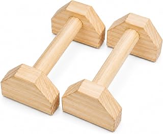 Wooden Push Up Bars for Calisthenics & Handstand Training | Heavy Duty Pine Wood Parallettes for Home Gym Workout | Non-Slip Pushup Handles Set of 2