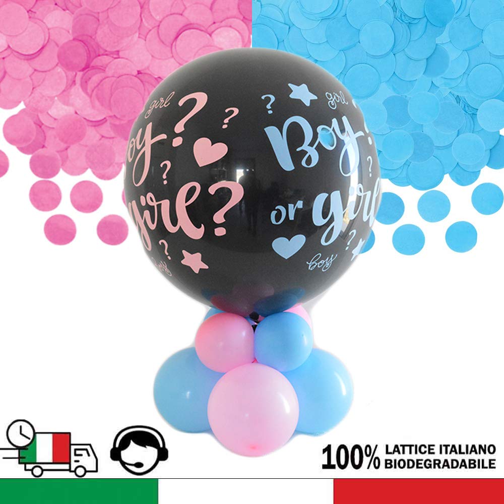 Palloncini Gender Reveal 36 Pollici - 2 Pezzi Con Coriandoli Rosa/Blu