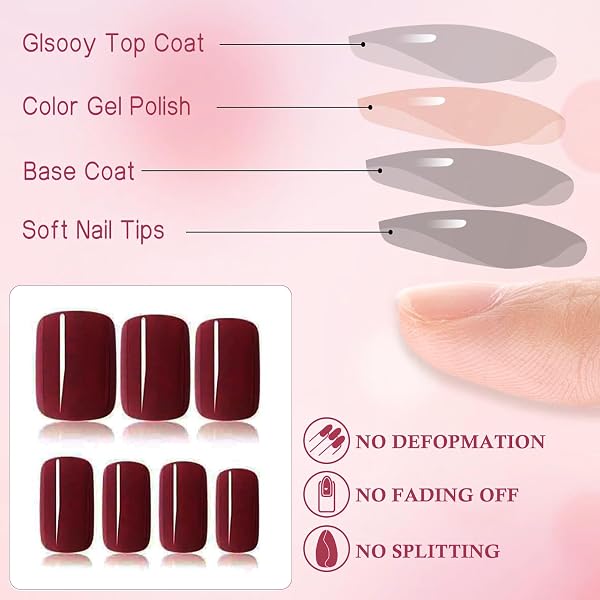 Nymora Press on Nails, 240 unidades de uñas postizas para pegar, puntas de gel suaves, material ABS, incluye pegamento para uñas de 8 ml, lima de uñas, empujador de cutículas, caja de almacenamiento - 3