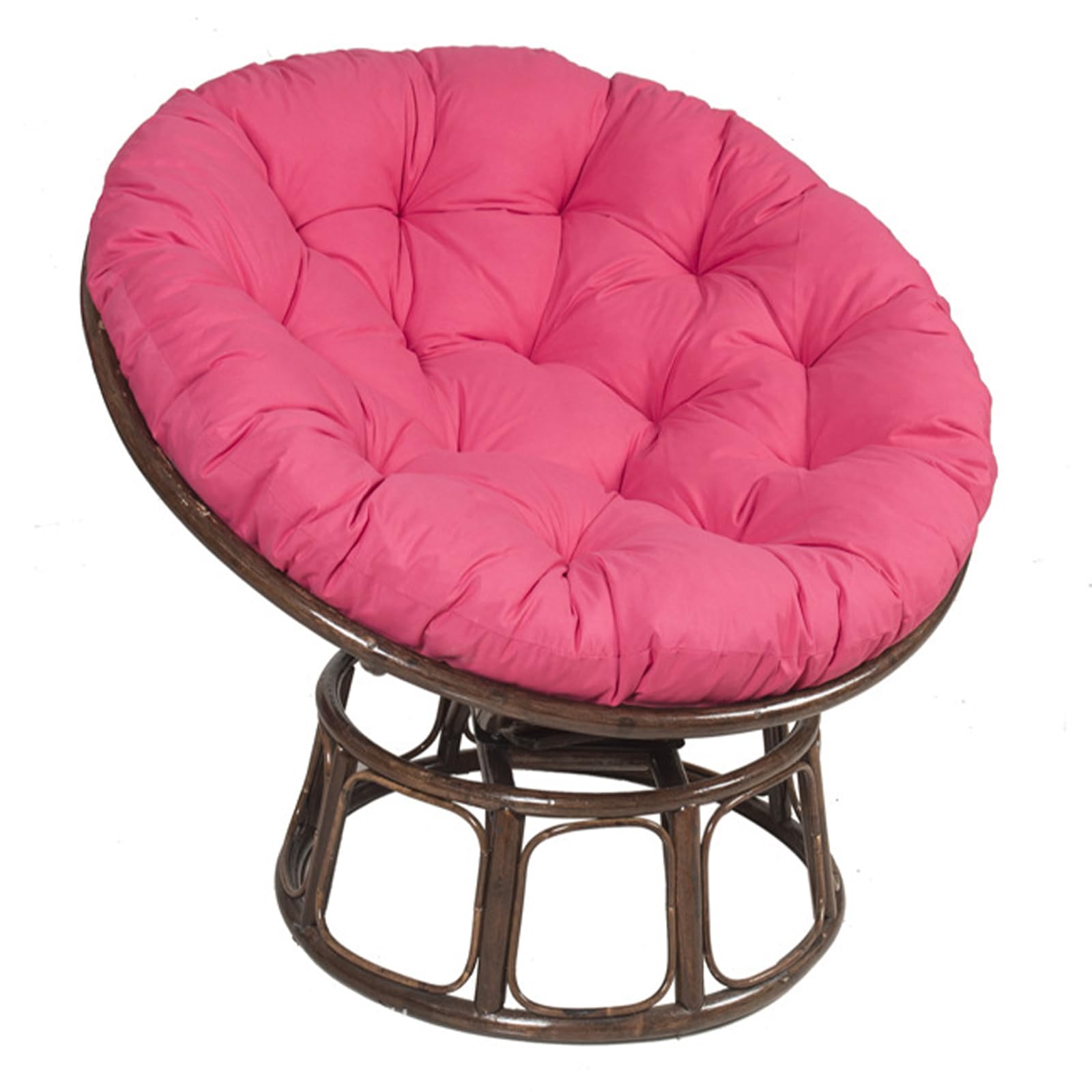 FUYAO Round Papasan Chair Cushion, Thick Pearl Cotton Filling Swing Cushions, Removable Papasan Wicker Rattan Egg Chair Pad With Non-slip Ties, For Indoor/Outdoor(Size:110cm,Color:Pink)