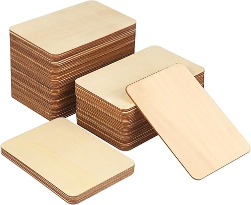Miniatura 8 de 150 piezas rectangulares de madera sin terminar, azulejos de madera natural de 4 x 6 pulgadas para manualidades, pintura, tallado y decoración del