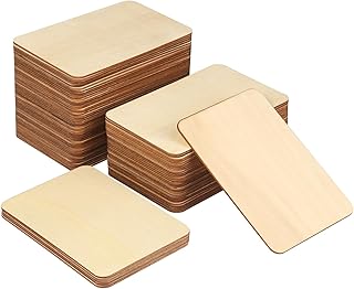 80 Pieces Rectangle Unfinished Wood Pieces, 4 x 6 Inch Natural Wood Cutout Tiles for DIY Crafts, Painting, Carving and Home Decor, Coasters, Ornaments and Wooden Engraving Projects,by GNIEMCKIN