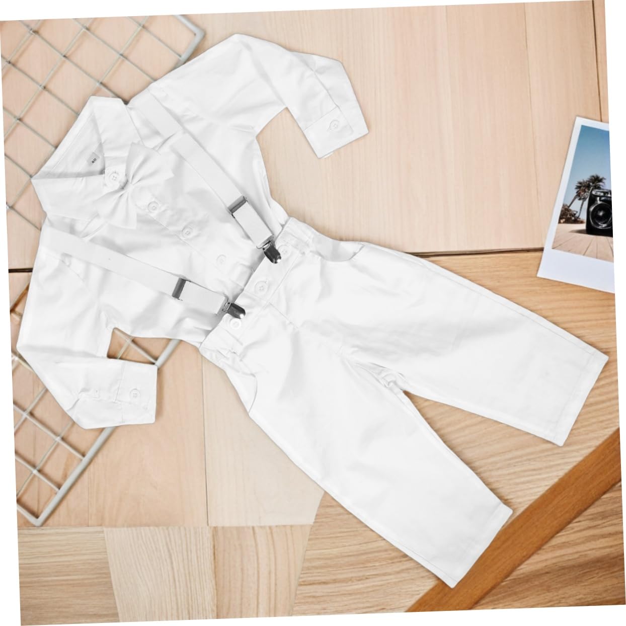 Traje De Caballero Para Pequeño Traje De Caballero Para Pequeño - Traje De Shower - Camisa De Manga Larga Pantalones Con Tirantes Y Pajarita Tamaño Cm