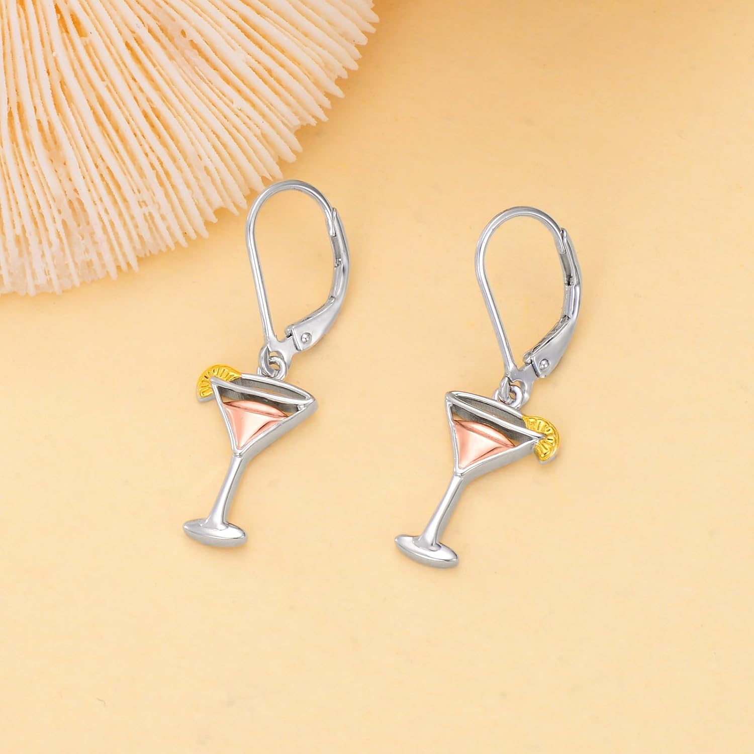 PELOVNY Champagne Martini Earrings S925 Sterling Silver Wine Dangle Drop Earrings Wine Jewelry Gifts for Women - Image 2