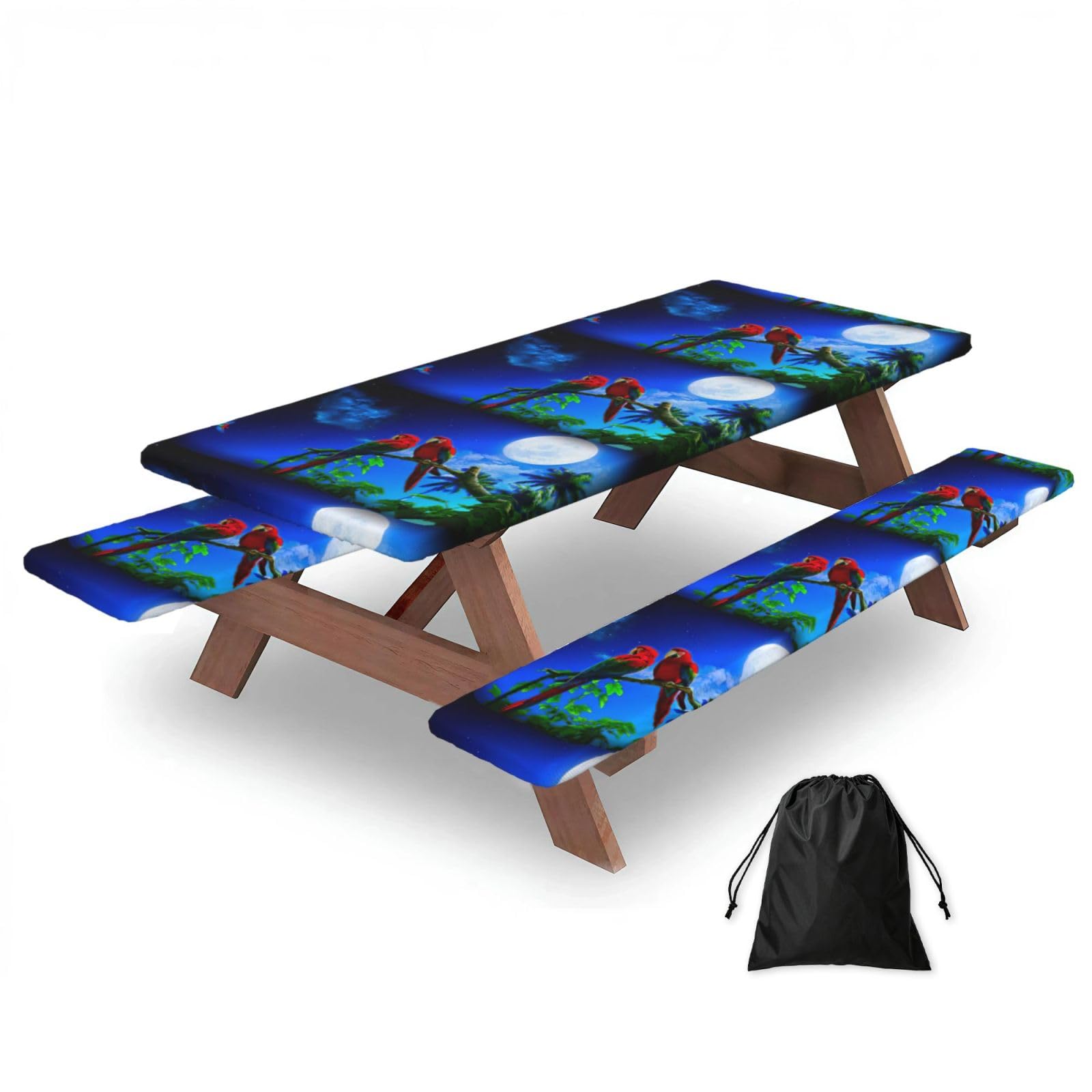 Parrots Print 3 Pack Wipeable Picnic Bench Cover And Table Cover Lightweight Table Cloth For Camping Outdoor