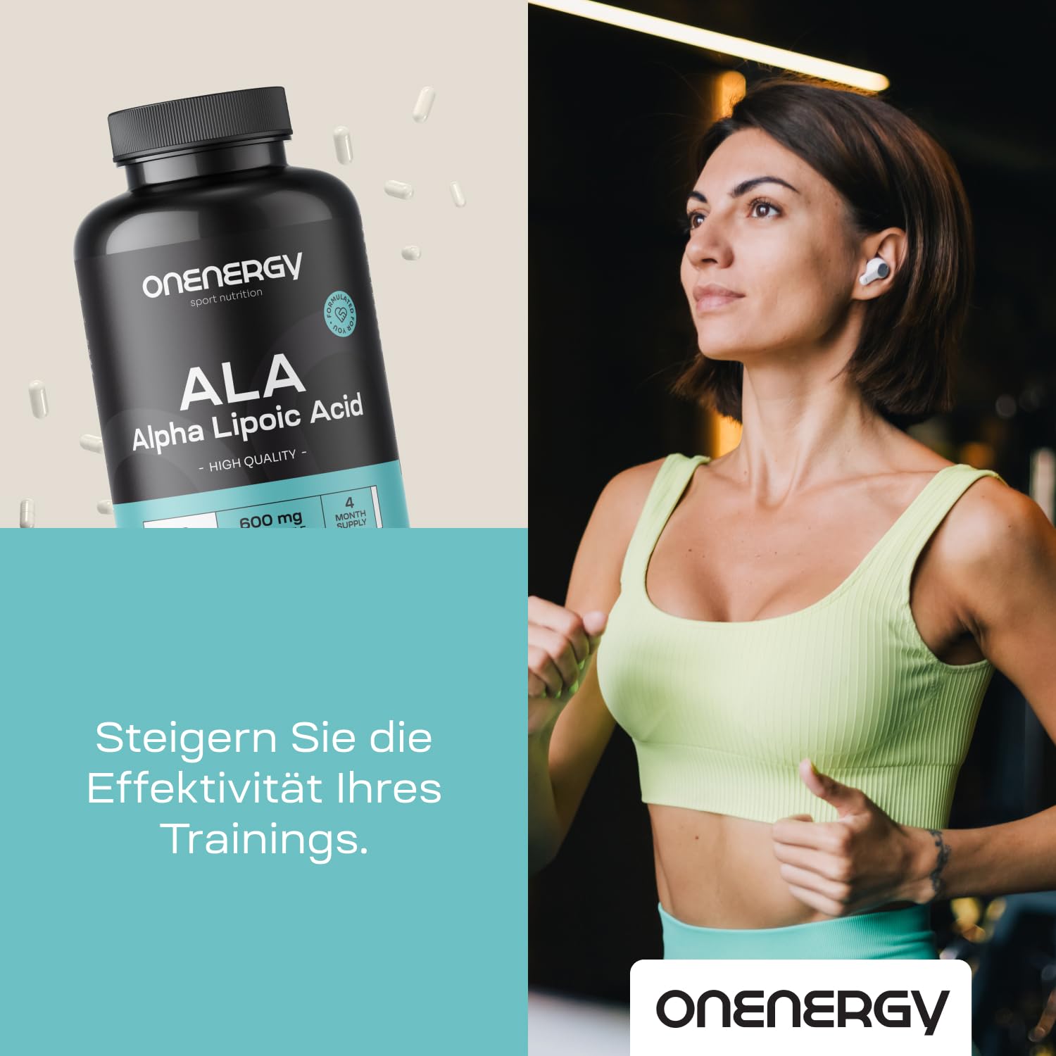 ALA – Alpha-Liponsäure 600 mg – 120 pflanzliche Kapseln – 4-Monats-Vorrat – Hohe Dosierung – Für Sportler und körperlich aktive Personen – Energieboost