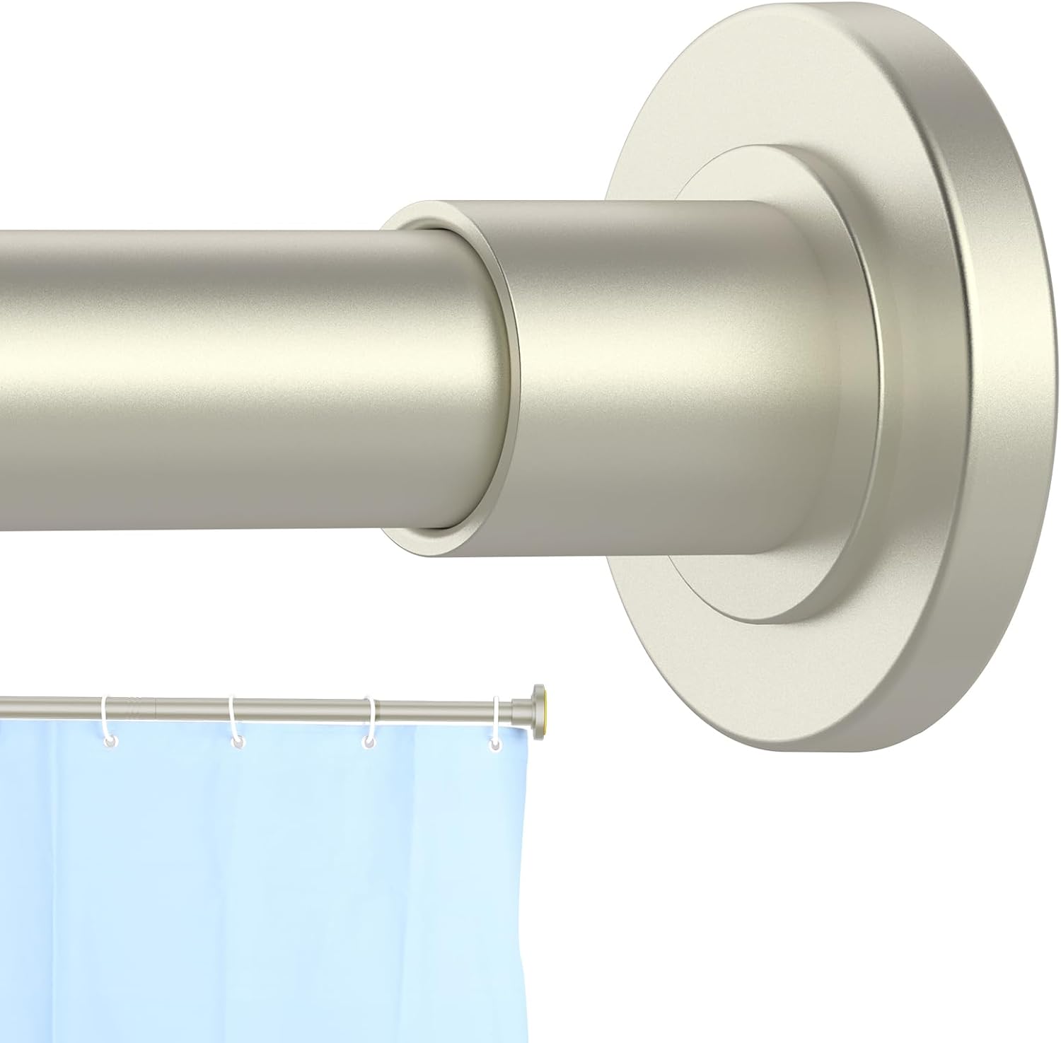 Brushed Nickel Shower Curtain Rod 31 to 80 Inch,1 Inch Diameter Adjustable Spring Tension Stainless Steel Telescoping Rod,Easy Install,No Rust 31-80 Nickel