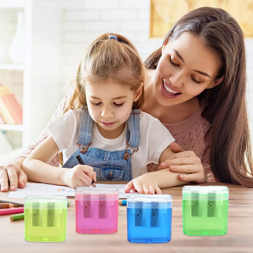 6 Temperamatite Colorati Con Gomme - Doppio Foro, Per Matite E Pastelli - Foto 4