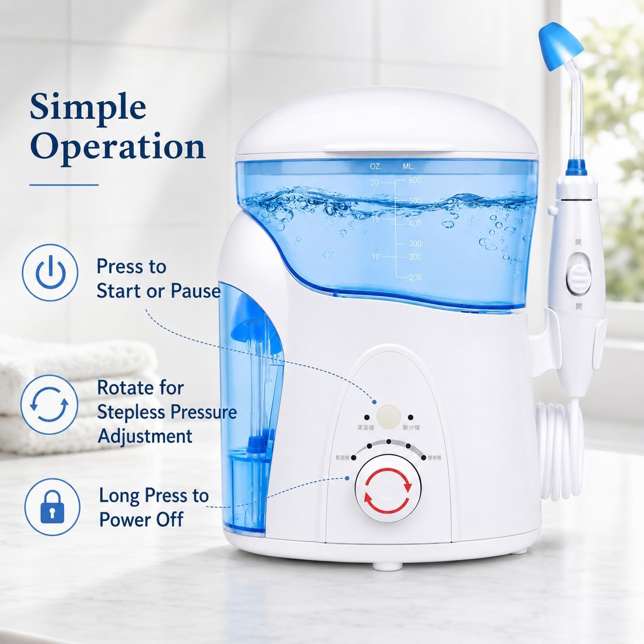 Elektryczny irygator do nosa Neti, zbiornik 600 ml, 4 dysze