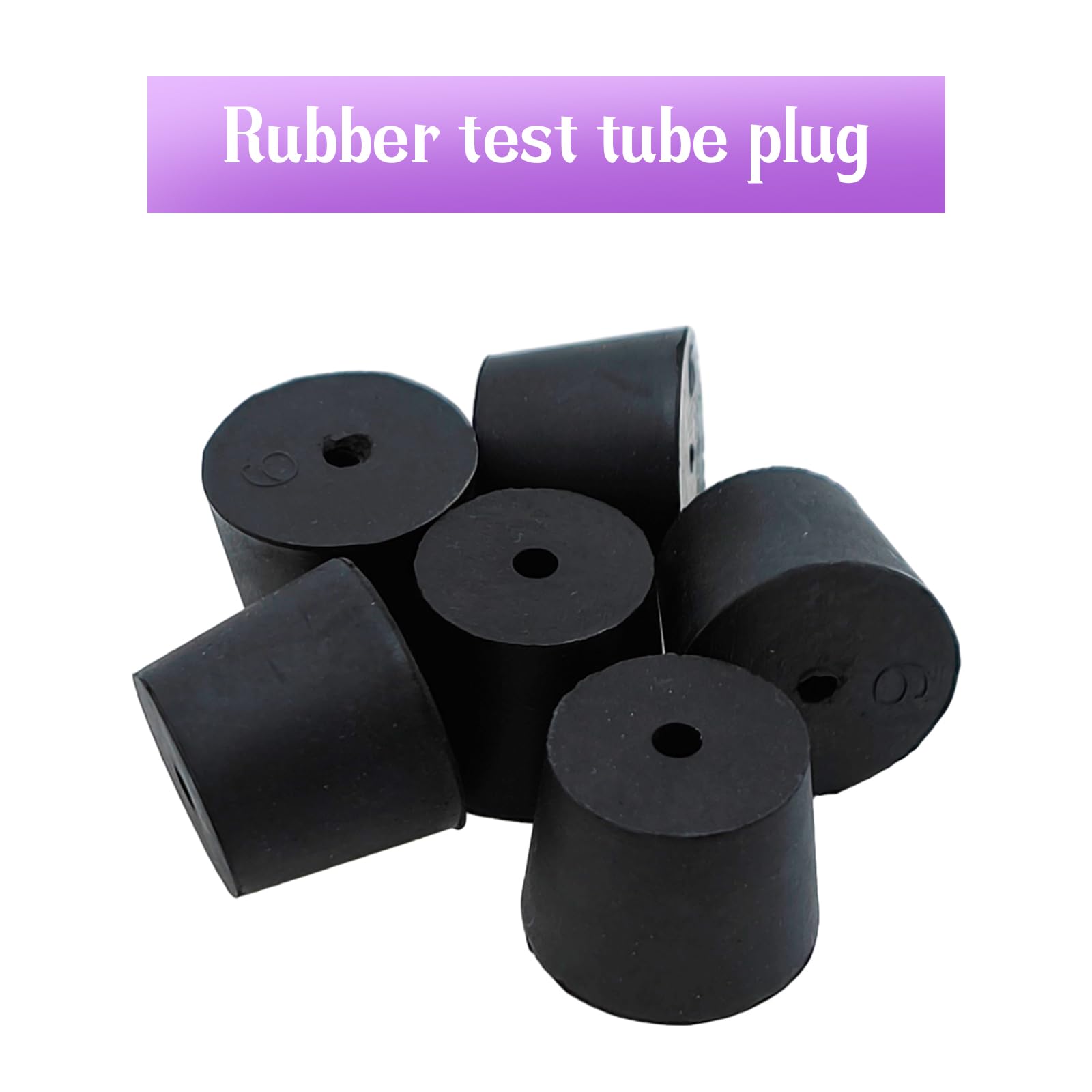 6pcs Rubber Stopper with Hole 26-32mm Tapered Plug Test Tube Bungs for Lab Home Use — Amazon image 3