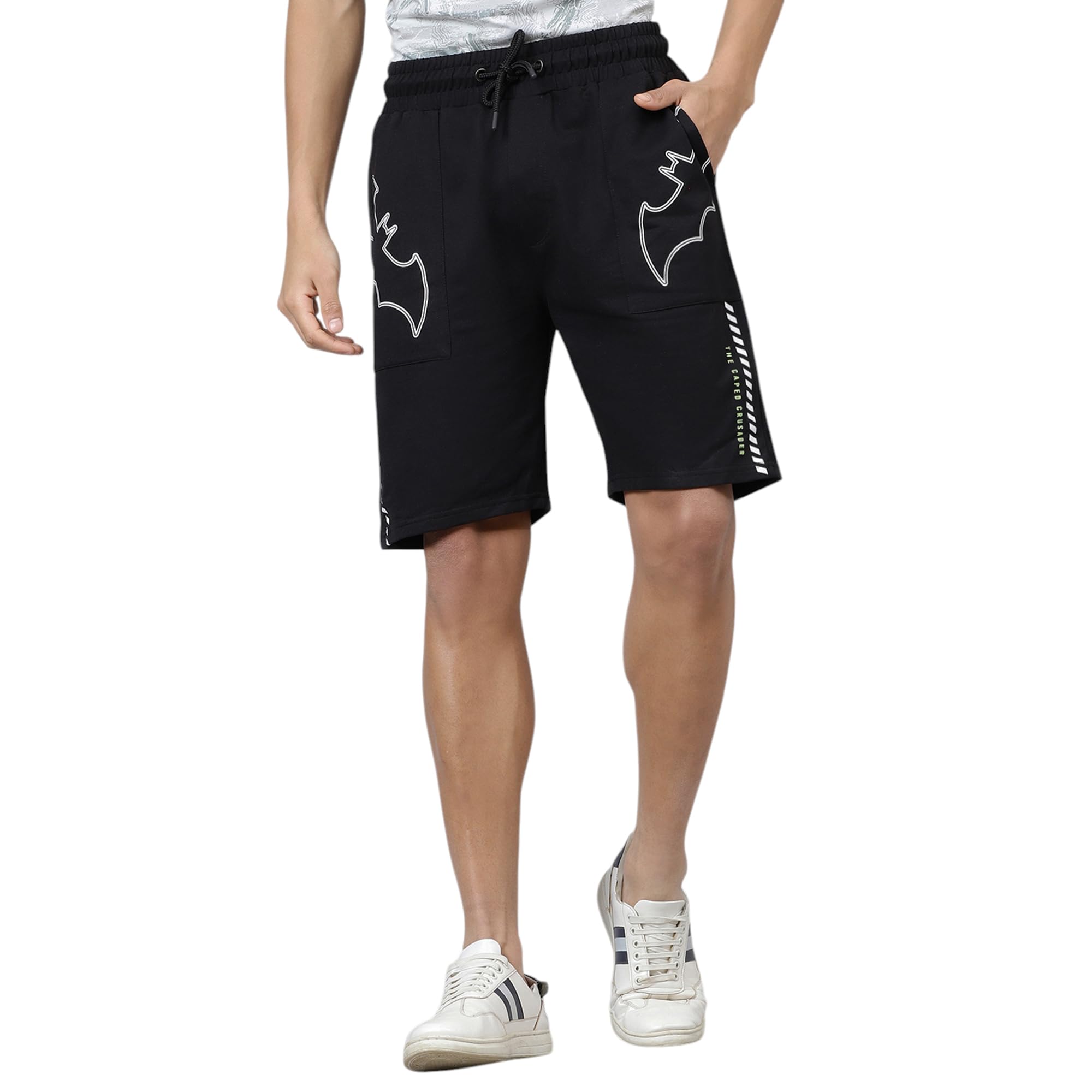 free authority Official Batman Graphic Printed Men Black Regular Fit Shorts for Young Men-picture-11