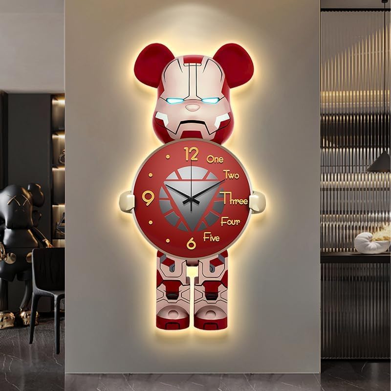 Amazon.co.jp: Homilius 掛け時計 かわいい クマ 時計 静音 北欧風 3色 