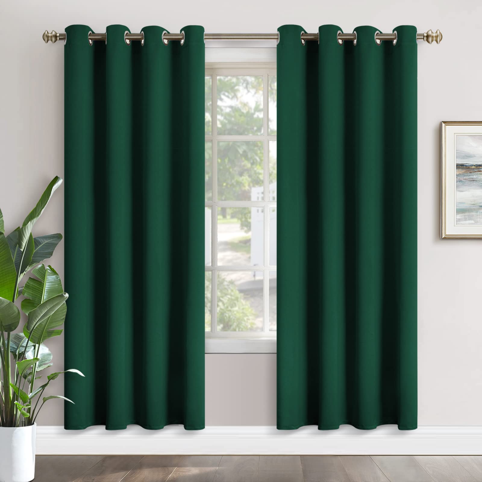 YoungsTex Emerald Green Blackout Curtains 80 Inches Length for Living Room - Thermal Insulated Drapes with Grommet Room Darkening Window Treatments Christmas for Living Room, 2 Panels, 52 x 80 Inch โ image 1