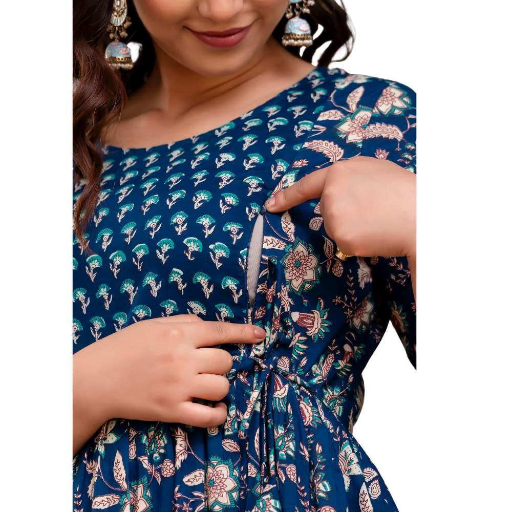 Maternity Feeding Kurtis for Women Cotton – Zip Access Nursing Dress | Comfortable Pregnancy Wear | Stylish Feeding Kurti | Soft Cotton Maternity Dresses for Womens-image-35