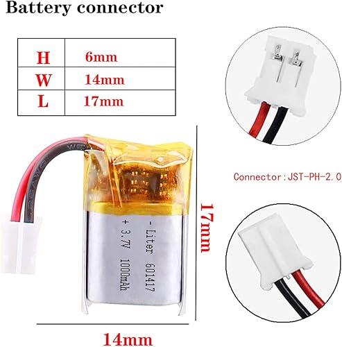 Miniatura 5 de Liter energybattery Batería recargable del polímero de iones de litio de la batería 601417 del polímero de litio de la batería 100mAh de 3.7V Lipo