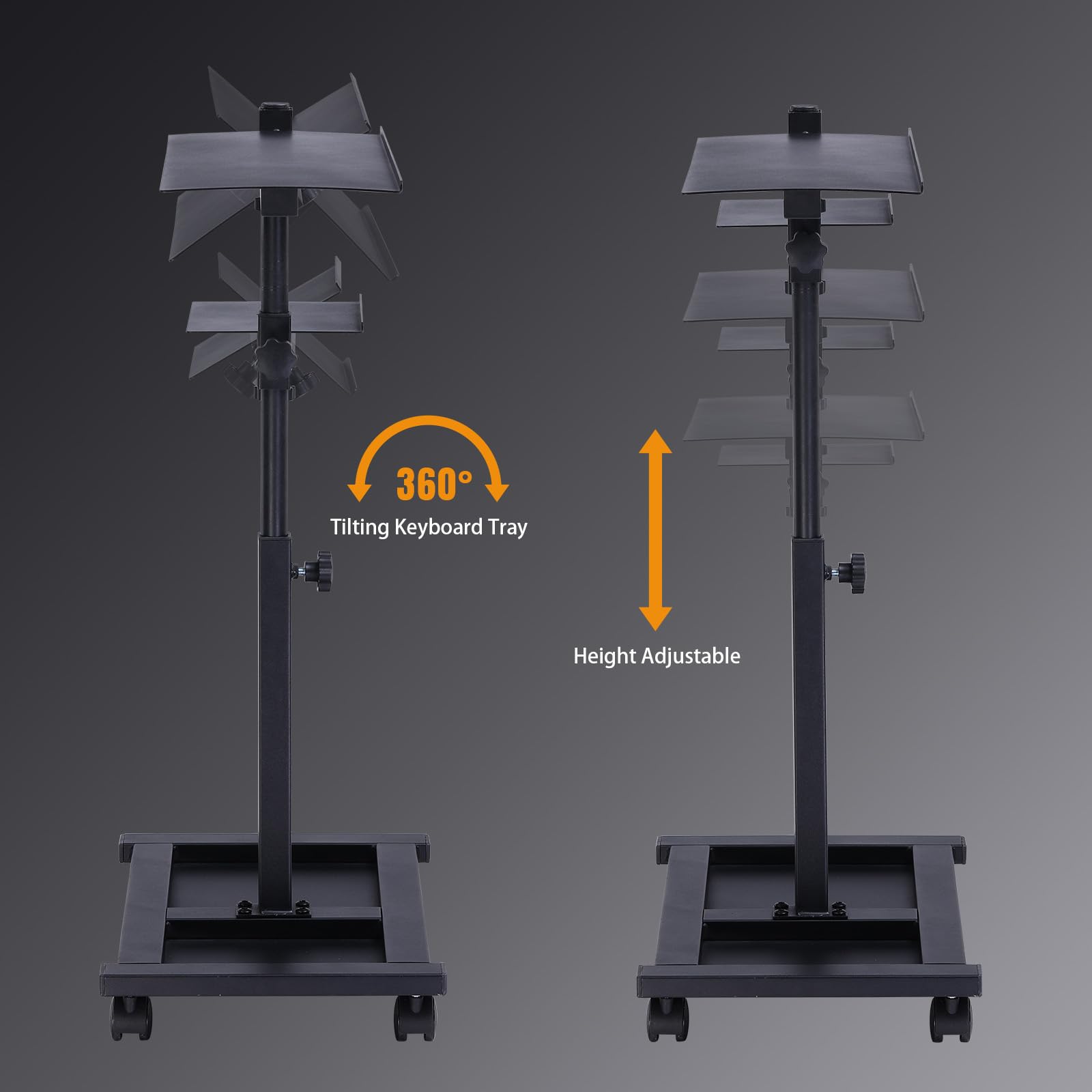 GTPLAYER Soporte para teclado y ratón, altura ajustable de 58 a 83 cm, ergonómico, inclinación ajustable para teclado y ratón, con ruedas