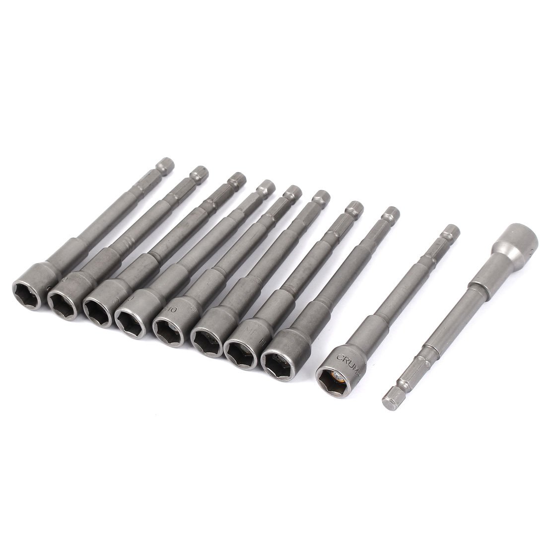 Uxcell Gray Sourcingmap 10Mm X 100Mm Hex Socket Bit Magnetic Nut Driver Setter 10 Pcs