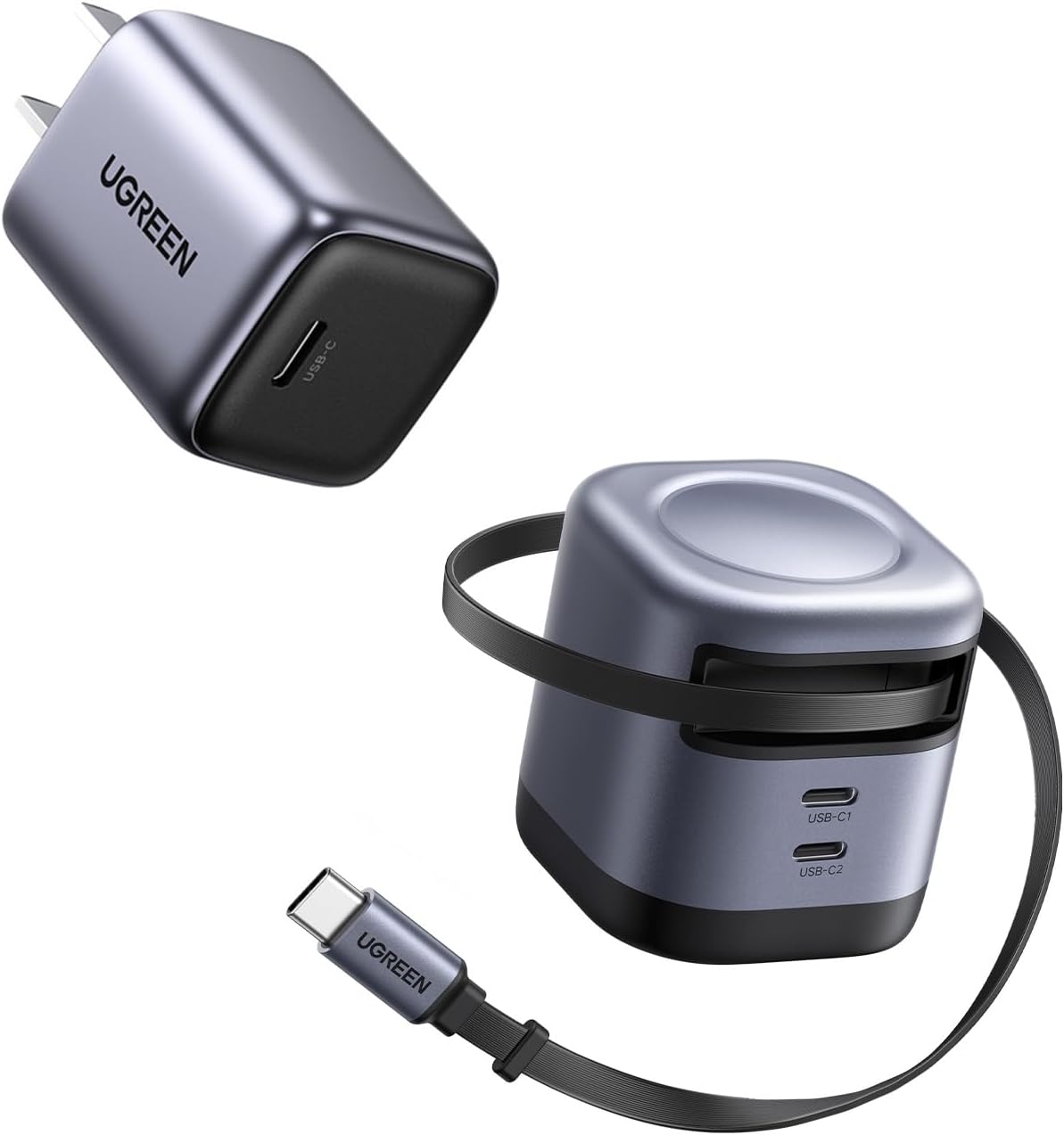 UGREEN Bundle Item: 45W Retractable GaN Charger and 30W USB C Charger for iPhone 16/15/14/13, Galaxy S25/S24/S23