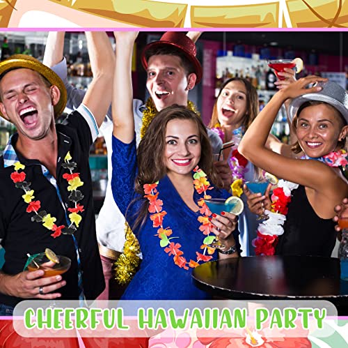 image for Jexine 250 Pieces Hawaiian Leis Necklace Luau Flower Bulk Leis Tropica