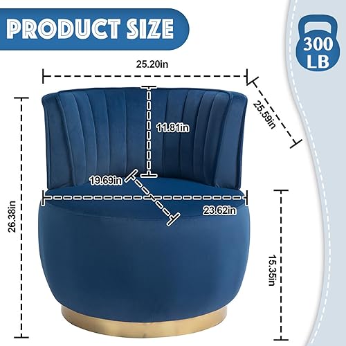 Miniatura 2 de Luxyhome - Silla redonda giratoria, moderna silla de barril ancho, sillón tapizado de peluche mullido para sala de estar, dormitorio, oficina, sala