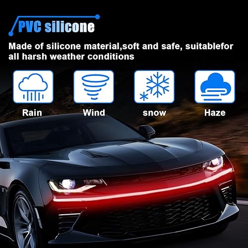 Miniatura 3 de Tira de luz LED para capó de automóvil, tira de luz diurna de inicio de escaneo dinámico, tira de luz LED flexible de 71 pulgadas, kit de tiras de