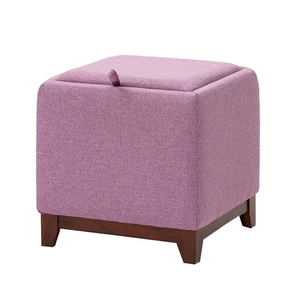 Casier multifonction lin salon petit tabouret violet et banc de rangement en bois