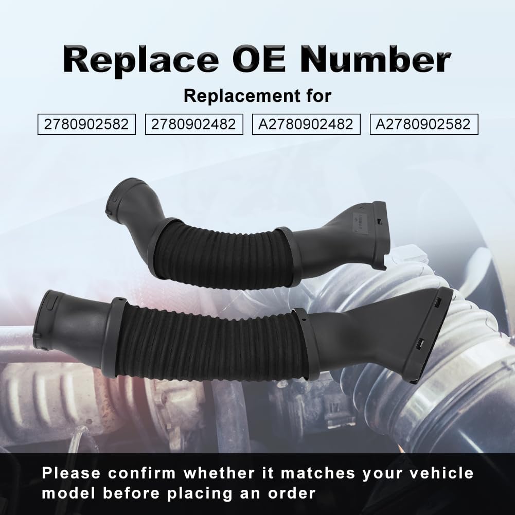 Air Intake Hose Tube Compatible with Mercedes Benz GL450 GL550 GLS550 ML550 GLS63 GL63 ML63 GLE63 AMG S 2012-2019 Engine Filter Air Intake Duct Hose Replace A2780902482 A2780902582