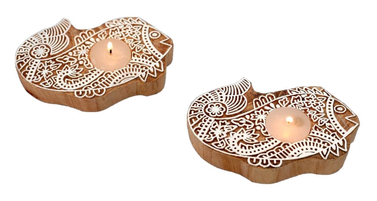 INDACORIFY Portavelas Decorativo con diseño de pez de Madera para fastivals navideños, Sala de Estar, Oficina y artículos de decoración del hogar, Soporte para Velas (10)