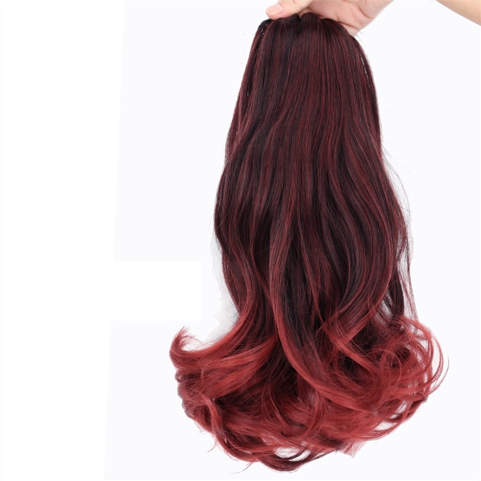 Haarverlängerungen 18 Zoll Synthetisch Lang Lockig Wellig Mit Kordelzug Dutt Perücke Pferdeschwanz Haarverlängerungen Damen Haarschmuck Haarteile Für Frauen,1BT39-45cm