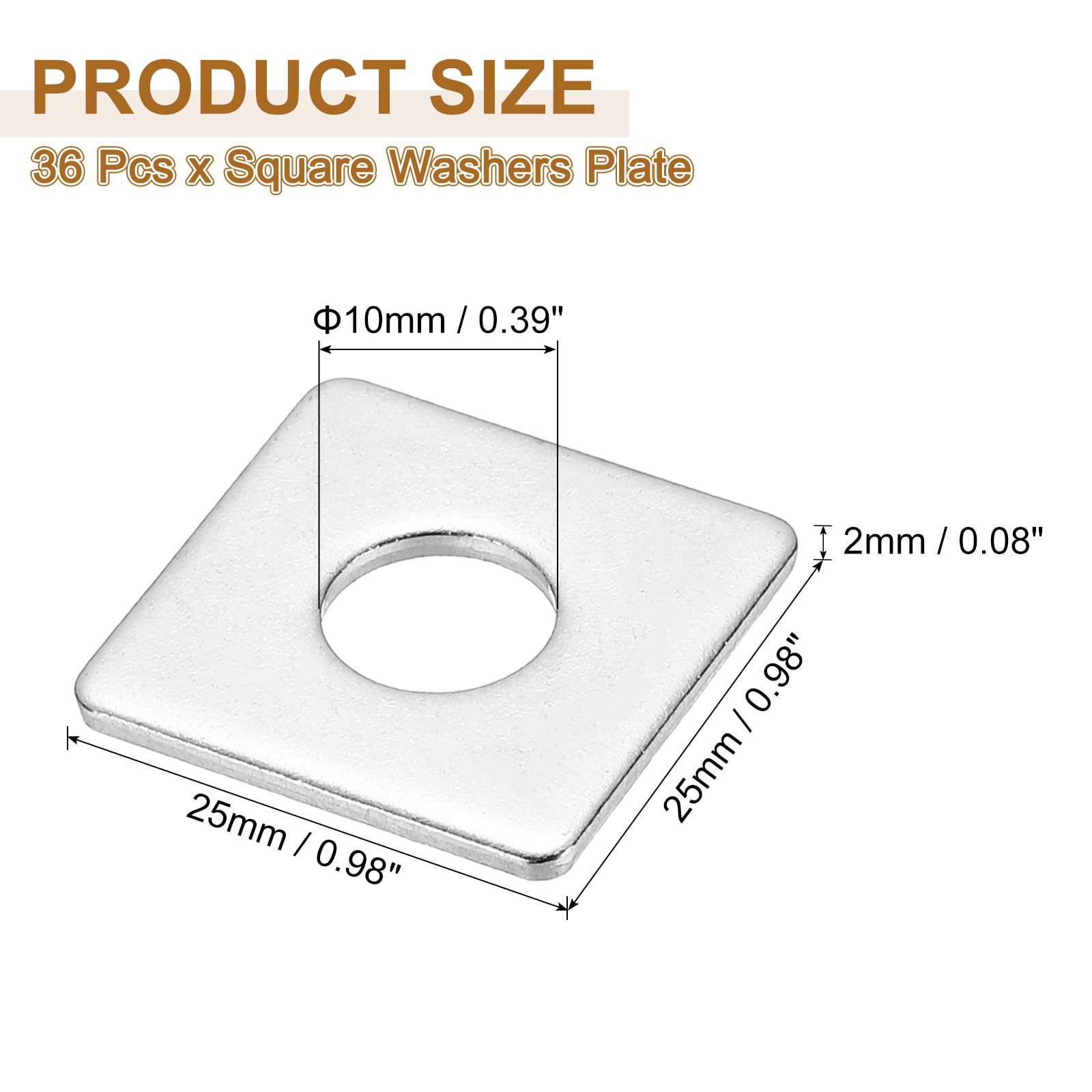 PATIKIL M10x25x2mm Square Washers - Image 2