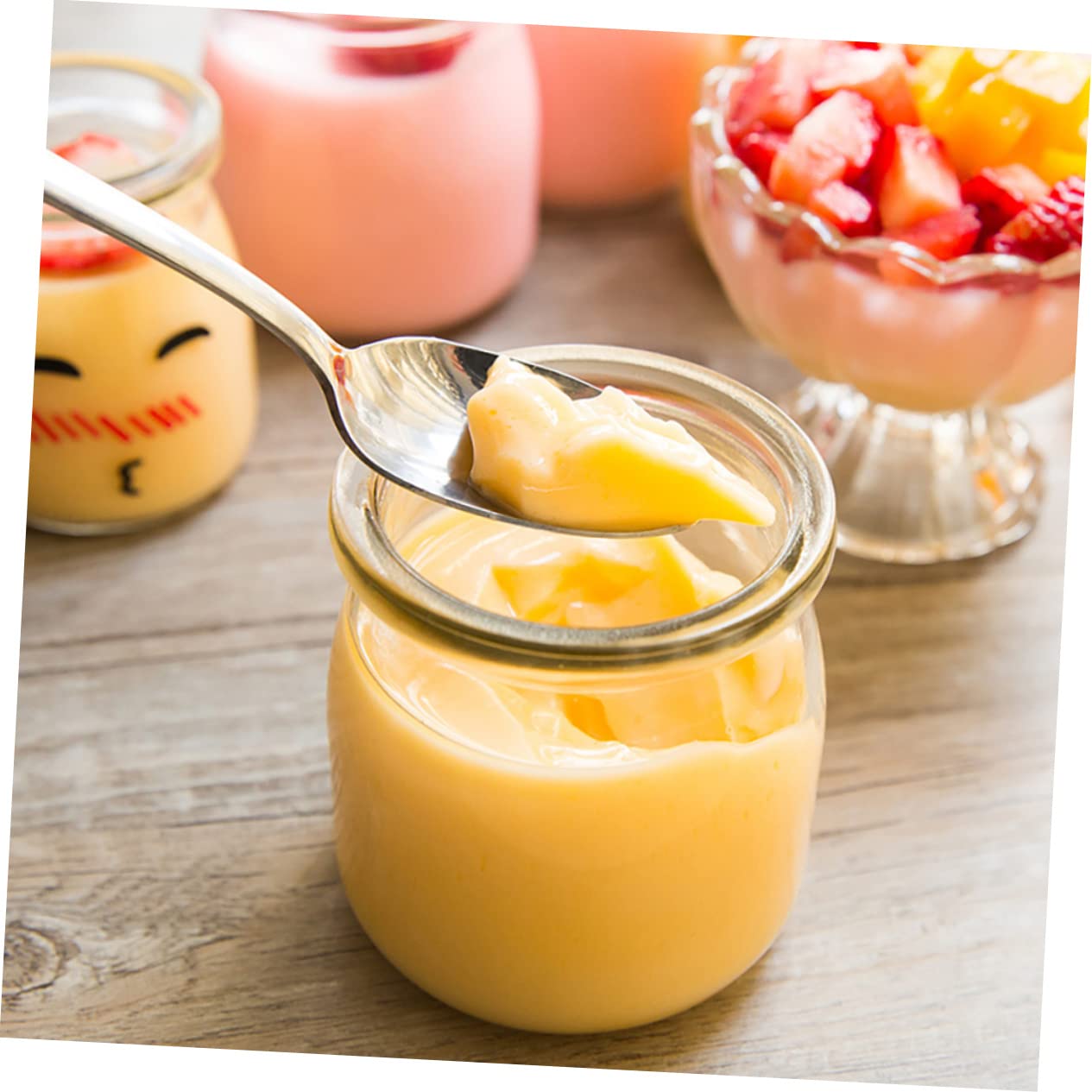 Cabilock 10 Puddinggläser mit Deckel 200 Ml Glasbehälter mit Breiter Öffnung Hitze und Kältebeständig 10 Stück für Pudding und Joghurt