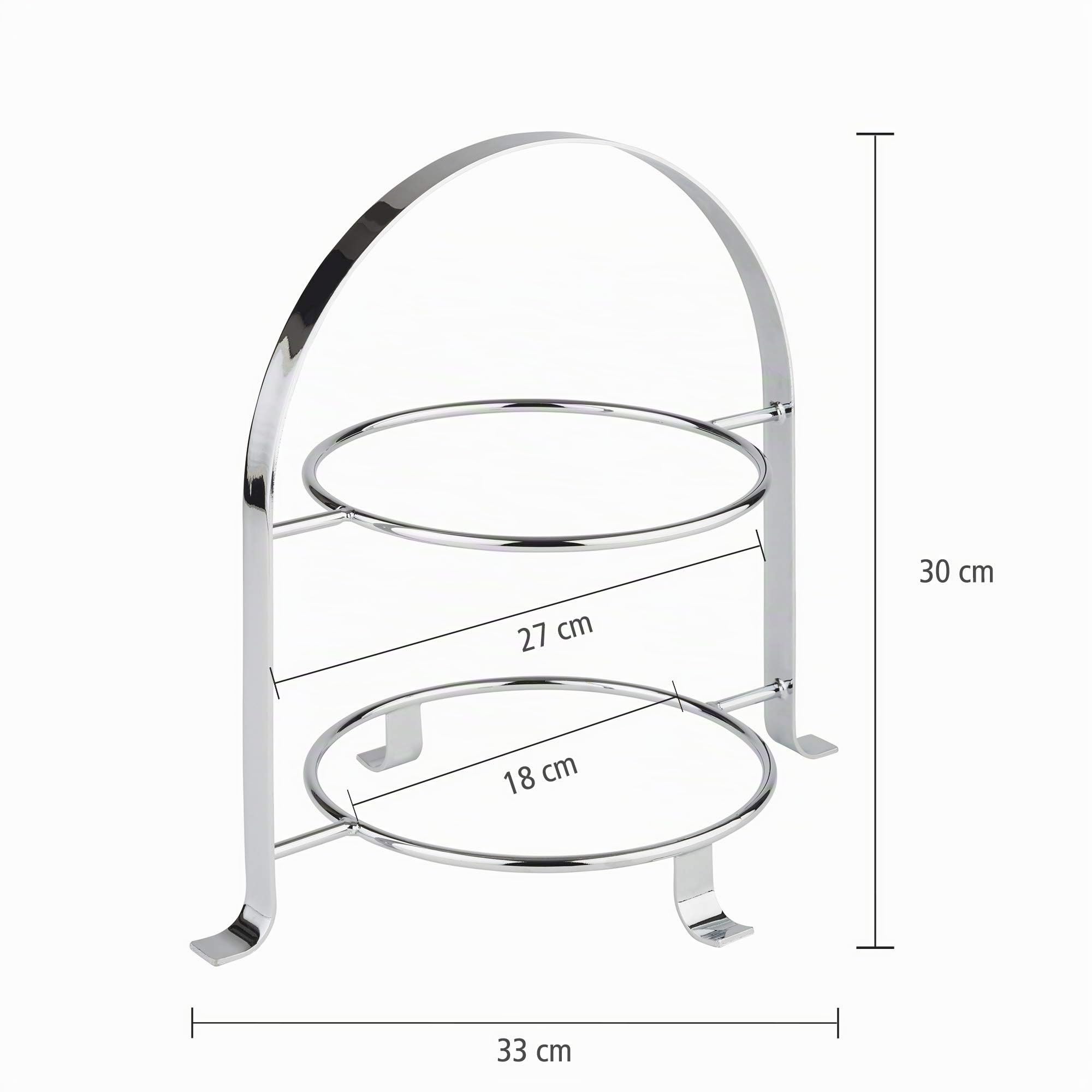 APS Serviergestell – Hochwertige Etagere aus verchromtem Metall für Zwei Teller mit einem max. Ø von 27cm – Gesamthöhe 30cm (Teller Nicht enthalten)