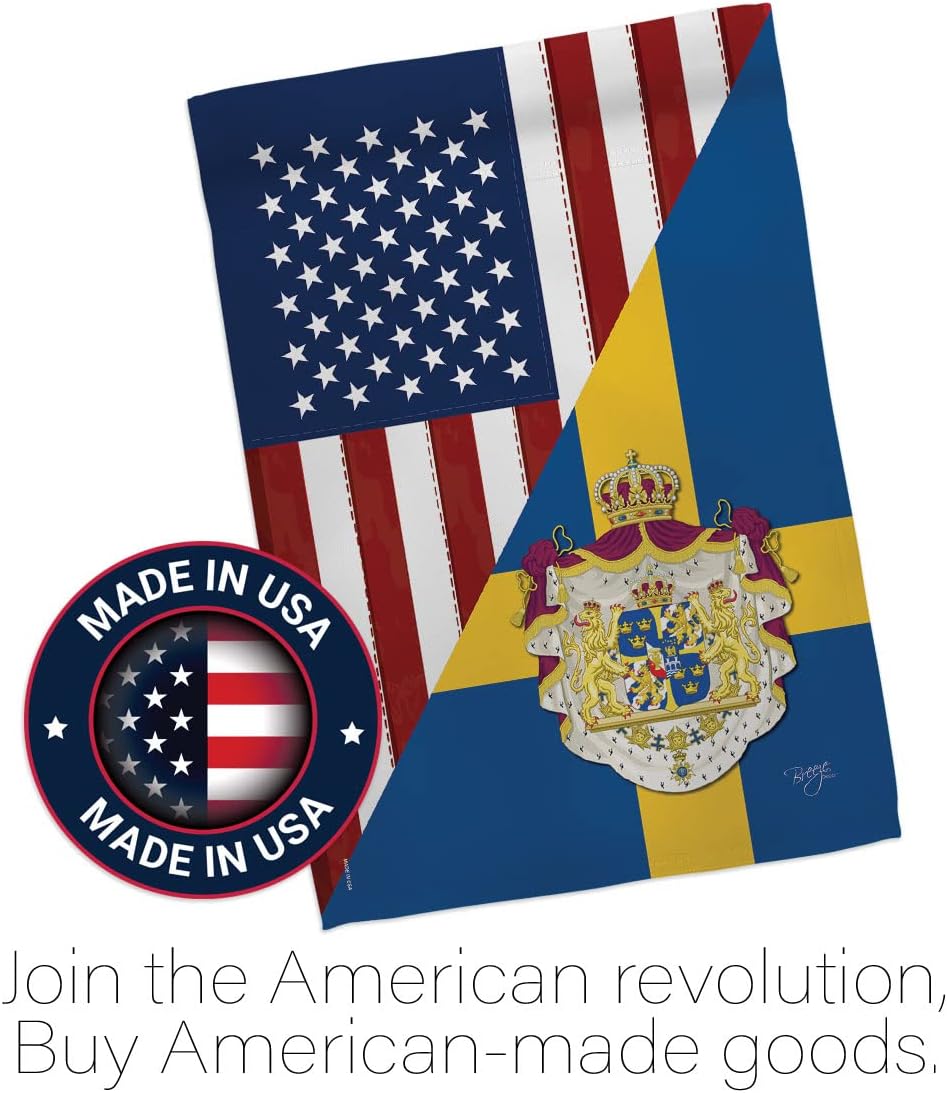 Breeze Decor FS-G-108385-IP Regional American Alliance World Country Particular Area US Sweden Friendship, Made in USA