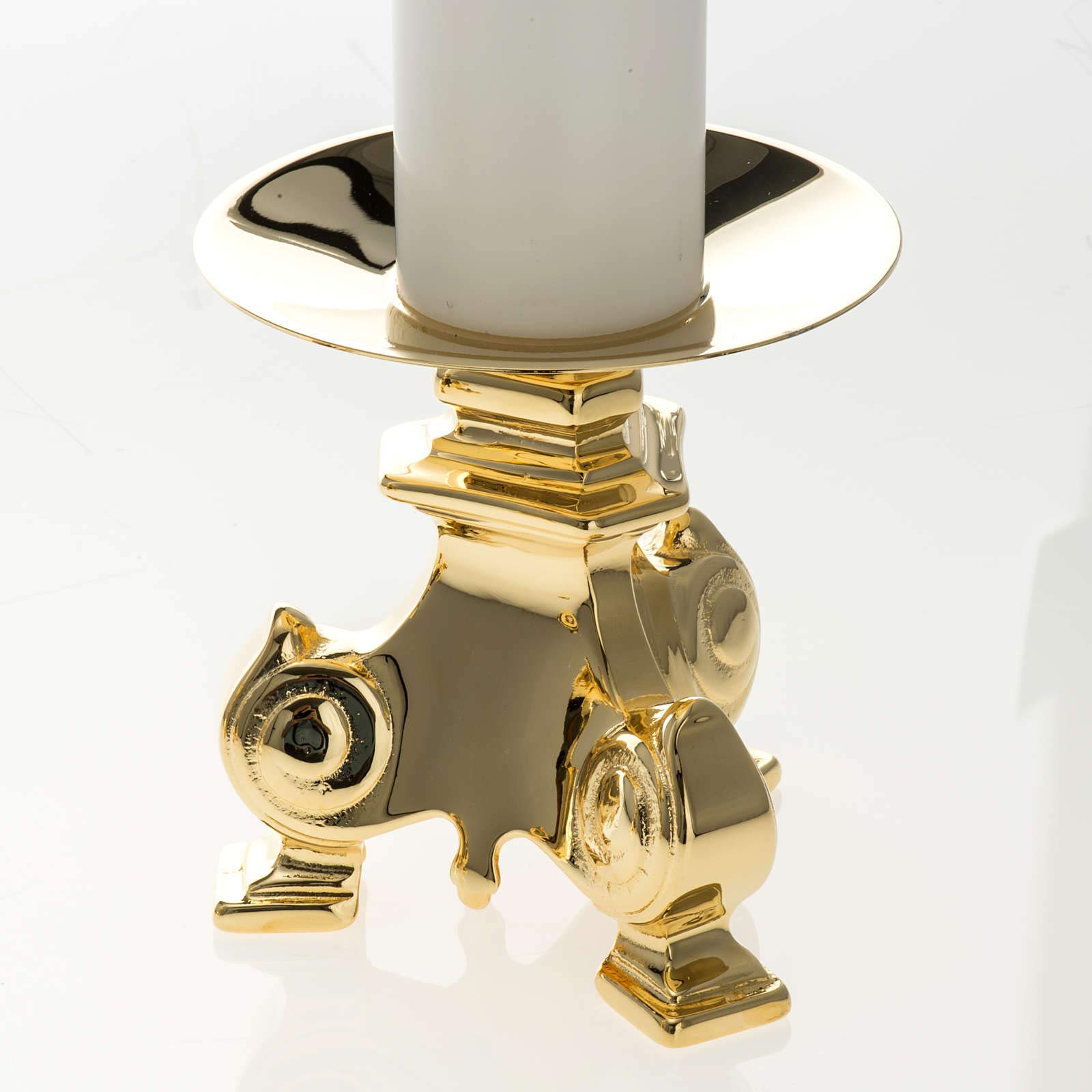 Pair of Candle Holders in Brass with Liquid Candle, 15 cm