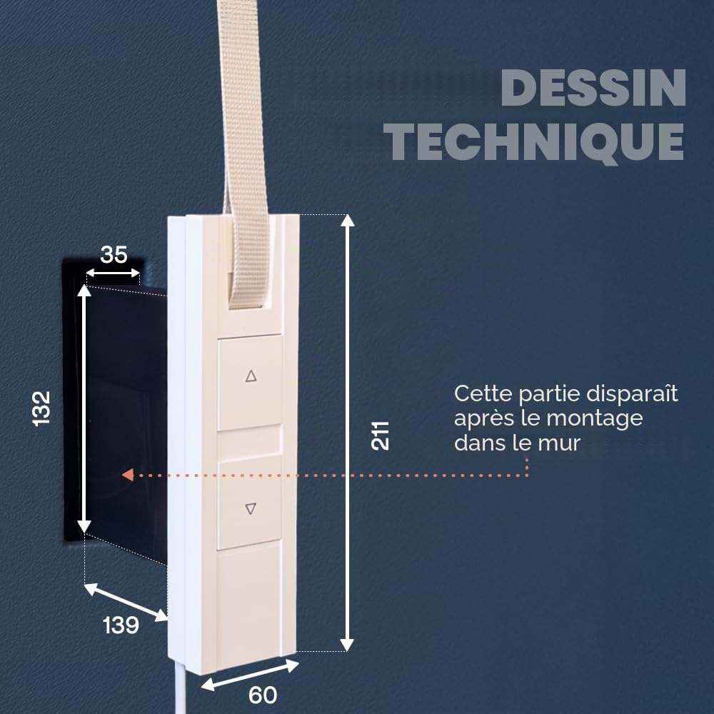 Home Pilot - Enrouleur de sangle encastrable Pure pour commande de volet roulant à sangle. Enrouleur volet | Installation rapide | Programmation | Fonctionnement autonome - 10112345