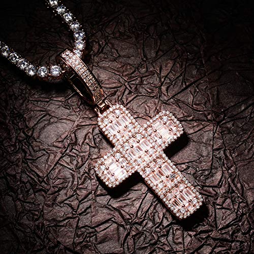 14K Gold Over S925 Cross Design Pendant, Densely Set Moissanite Necklace, A Timeless Symbol with Modern Elegance for Every Occasion,Father's Day Gift4