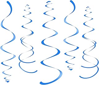 WEVEN Blue Party Hanging Swirl Decorations Plastic Streamer for Ceiling, Pack of 28