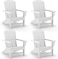 Vista 10 de GREENVINES Juego de 4 sillas Adirondack Plástico HDPE de grano de madera Silla de gran tamaño para hoguera Para todo tipo de clima Marrón