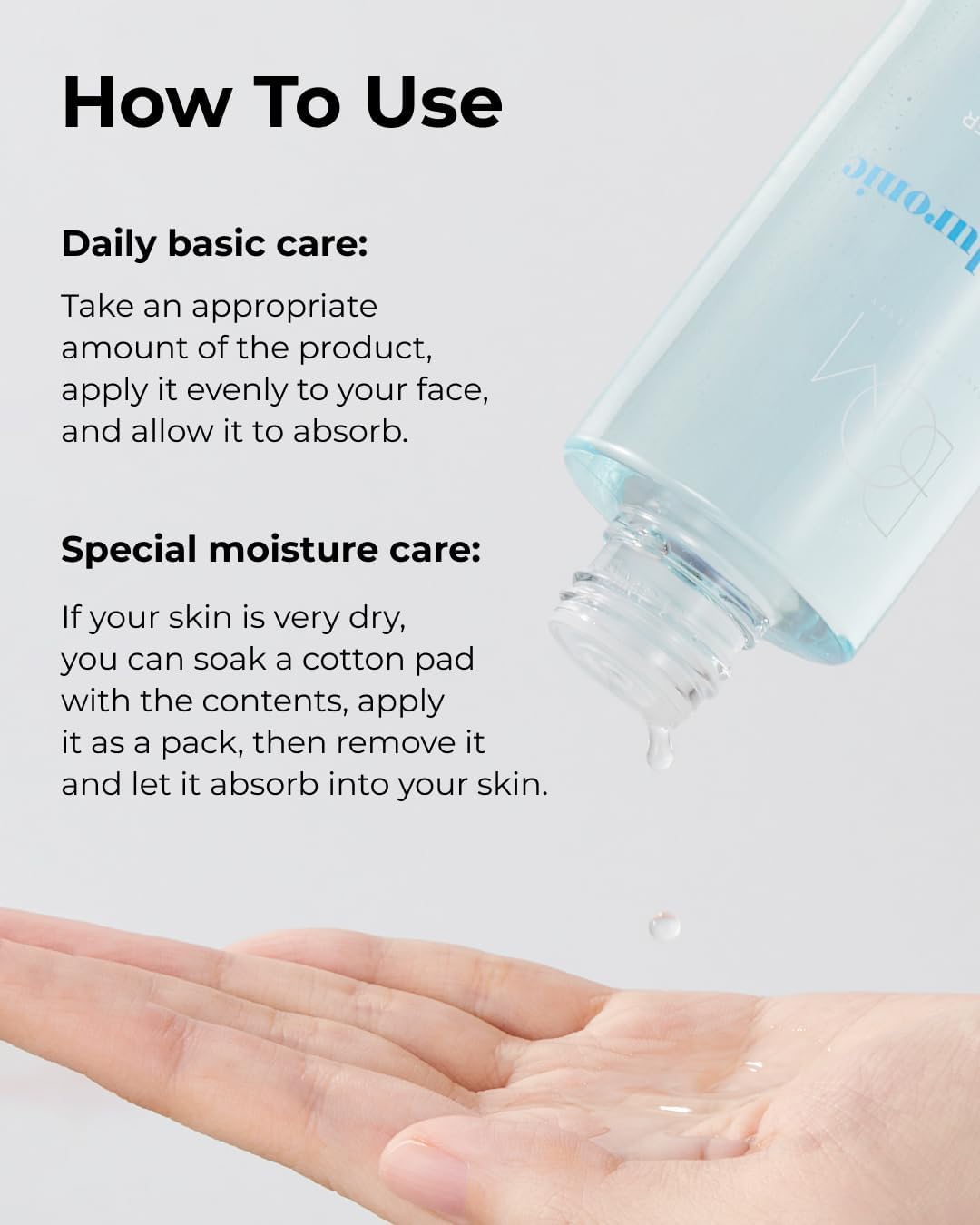 BOM Hyaluronic Acid Moisture Toner 6.76 fl oz, Lightweight Vegan Toner with Vitamins, 72 Hour Hydration Lock, Non Sticky Formula, Hypoallergenic, Sensitive Skin, Korean Skincare - Image 8