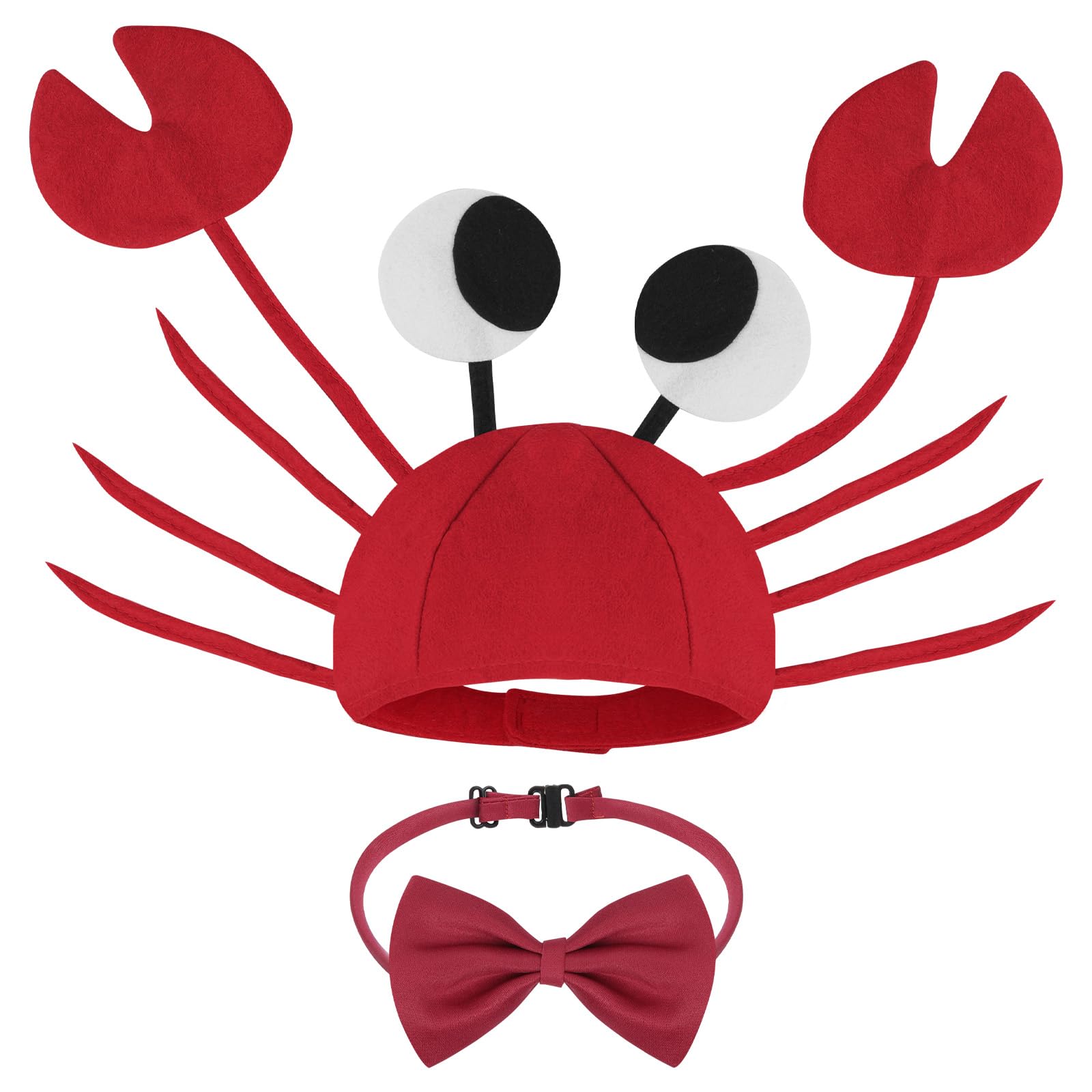 DiULi 2 Pcs Crab Hat, Adjustable Crab Hat Costume Fancy Hats with Bow Tie