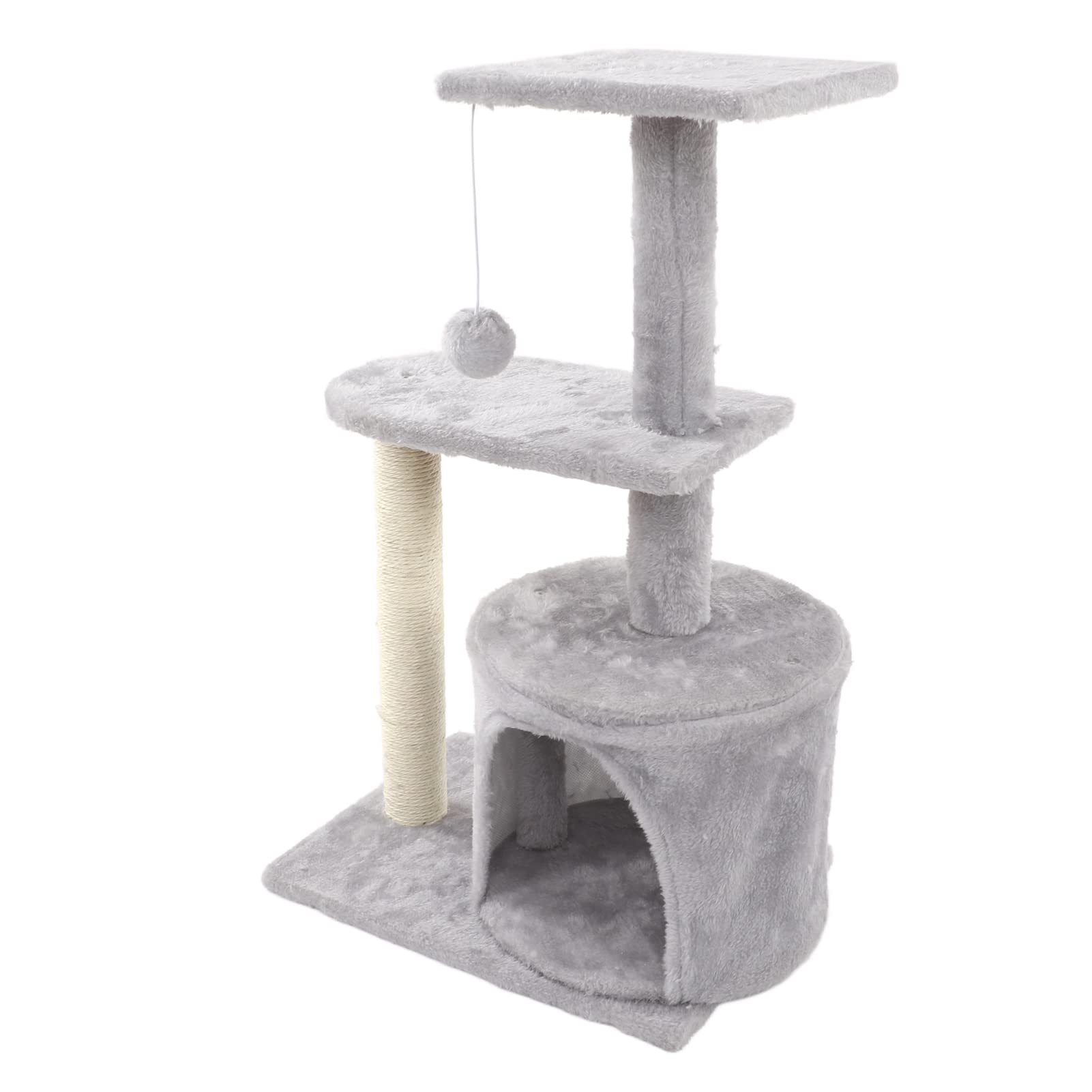 Torre Rascadora para Gatos, Juguete Resistente para árbol con Bola de Felpa Colgante para Todas Las Estaciones, Adecuado para Familias con Varios Gatos