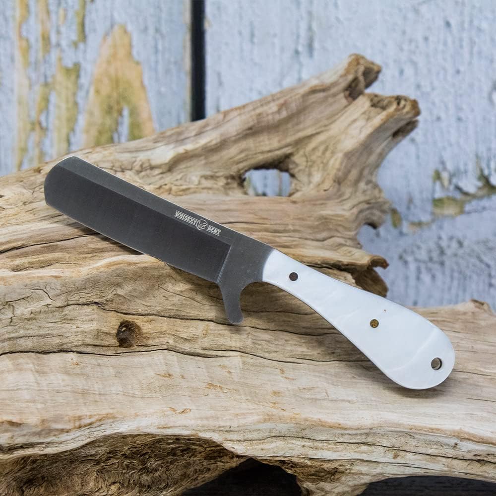 WHISKEY BENT HAT CO. Bullcutter 2 Fixed Blade Knife 440C Stainless Steel 3" Blade w/Leather Sheath (Pearl Snap)