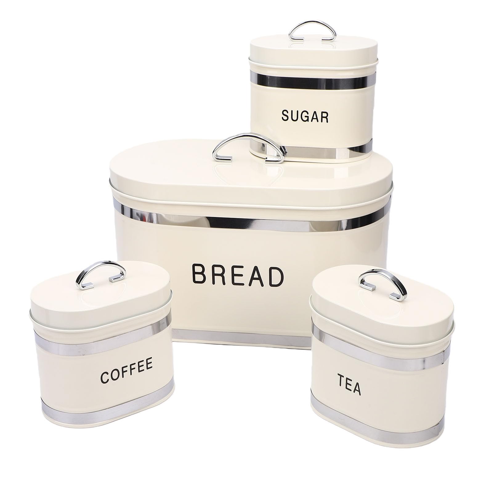 Rengue Portapane per Bancone della, Portapane in Metallo con Chiusura Ermetica, Elegante Set di Contenitori per Conservare Zucchero, tè e caffè, Perfetto per i Panettieri Domestici (WHITE)