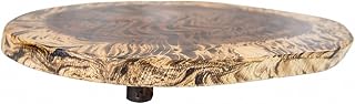 Lipper International Acacia Natural Burl Finish Footed Serving Board for Cheese, Crackers, and Hors D'oeuvres, Small, Asymmetrical 10" to 13" Diameter x 2"