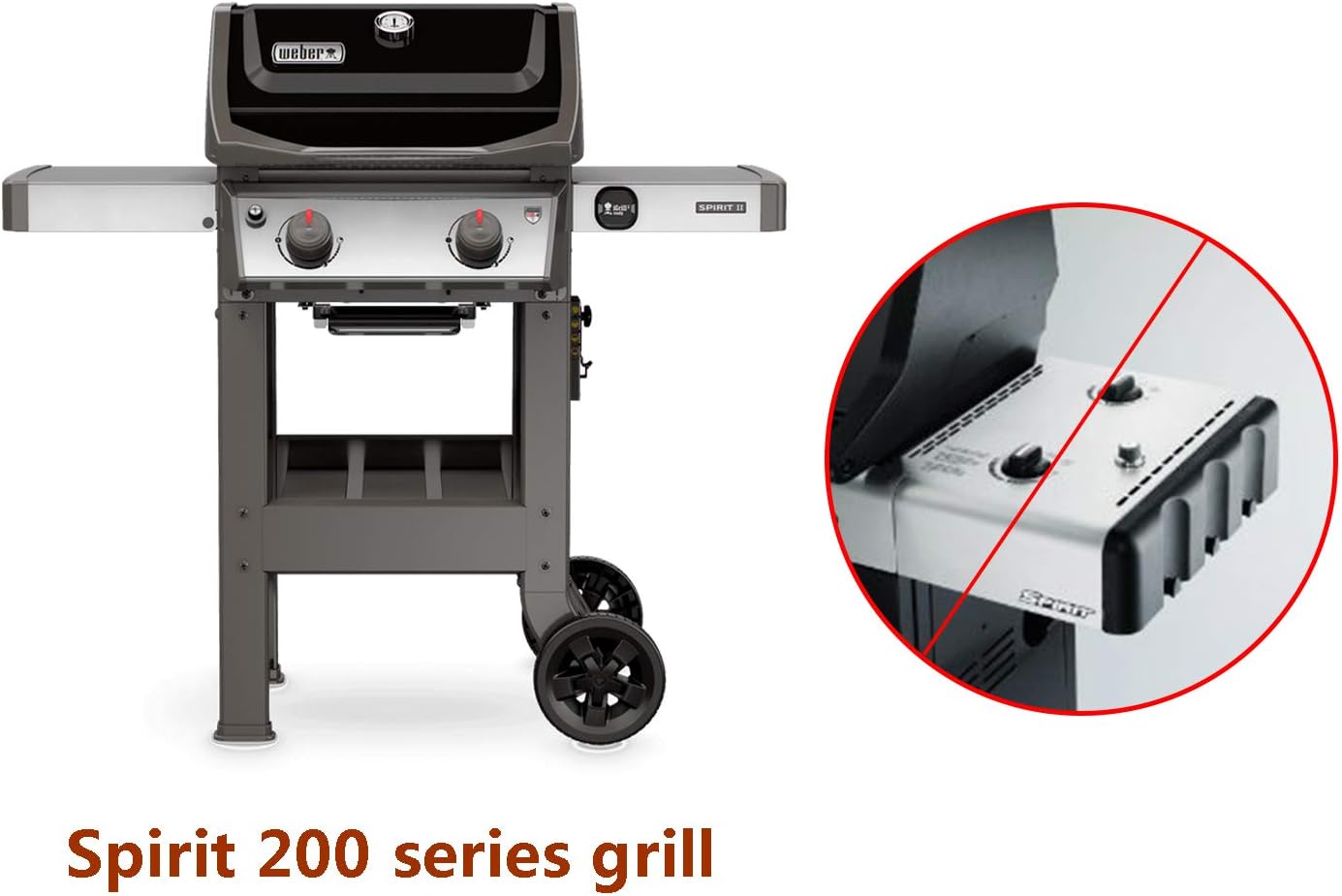 only fire Grill Cover, 600D Waterproof Cover Replacement Barbecue Accessories for Weber 7138 Spirit II 200 and Spirit 200 Series Gas Grill, 48”L X 42”H X 17.8”W
