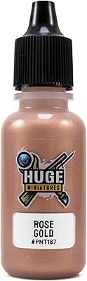 Huge Miniatures Acrylic Paint, Rose Gold Metallic Model Paint Miniature Scale Modeling Color â€“ 17ml Dropper Bottle