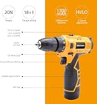 MasterSpec 12V Cordless Drill Driver Screwdriver Accessories W/Battery Charger